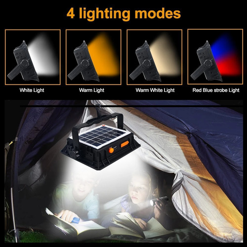 Foco Led Portátil Recargable 150w Panel Solar 4 Modo Luz Color GD2207A - 220063