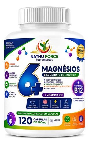 6 Magnésios +b12 Metilcobalamina 120 Capsúlas Nathu Force Vitalidade E Longevidade Bem Estar
