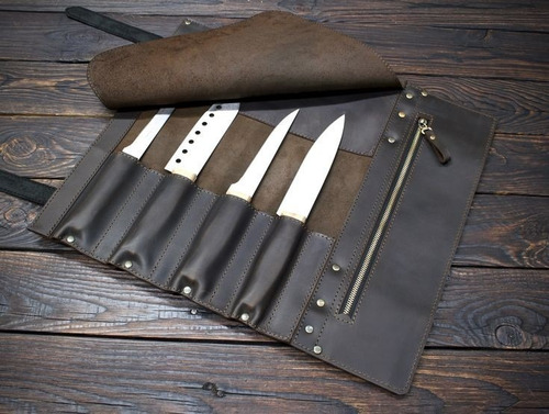 Imagen 2 de 2 de Funda Para Cuchillos De Chef Fabricado En Cuero A1