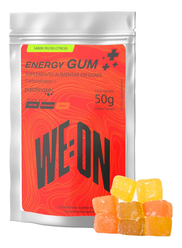 Weon Gum+ Energy Suplemento Em Goma 50g Frutas Cítricas