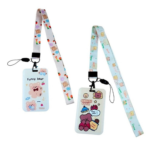 2 X Portacredencial 11x7cm + Lanyard 2x45cm Diseños