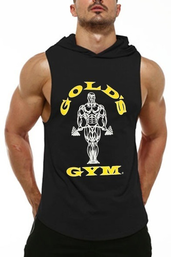 Polera Capucha Sin Mangas Gym / Musculosas Gold Gym