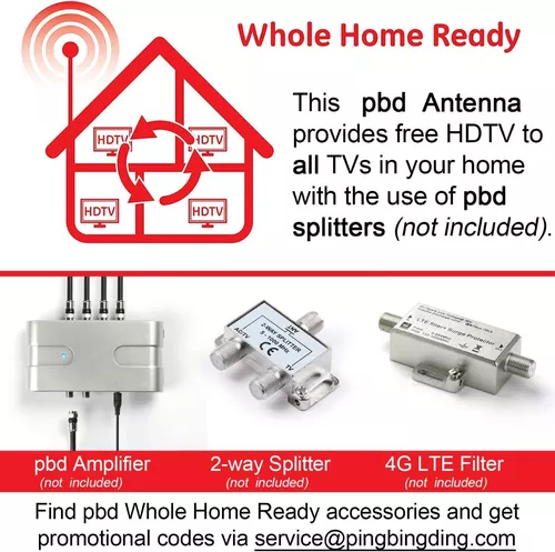 PBD - Antena de TV digital HD para exteriores con amplificador de alta  ganancia de 150 millas de largo alcance para UHF/VHF, poste de montaje,  cable