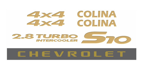 Kit Adesivos Emblemas S10 Colina 4x4 2006 Dourado S10kit41