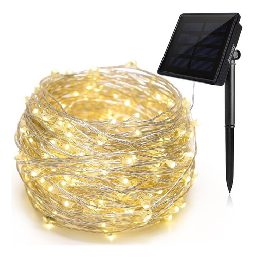 Luces Guirnalda Microled Alambre Tira 100 Led 10 Mts Solar 