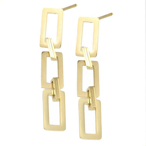 Par Aretes Elegantes Acero Inoxidable Pendientes Largo 14k