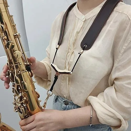 Correa De Cuero Ajustable Para Saxofón Y Cuello De Hombro Co