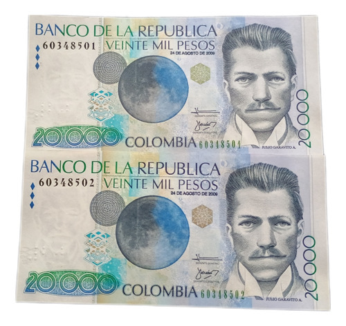 Colombia Duo 20000 Pesos Consecutivos 2009 Sin Circular 