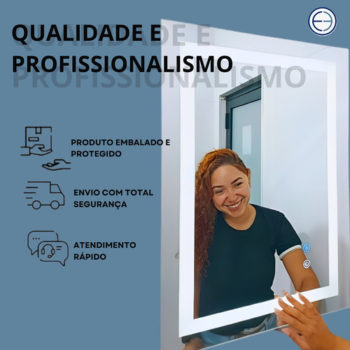 Espelho Redondo 80cm Com Luz 3 Tonalidades Frio Neutro Quent