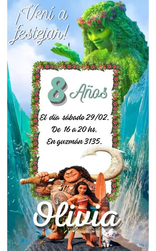 Tarjeta Digital De Invitación De Cumpleaños - Moana