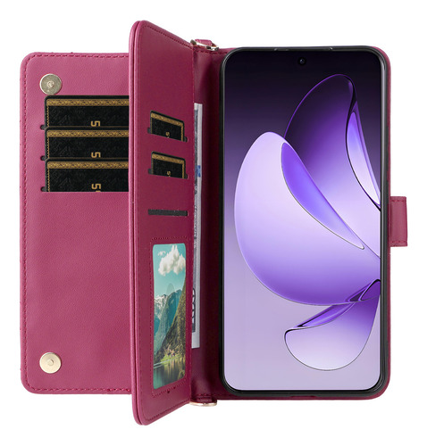 Funda Para Oppo F21 Pro 4g/reno7 4g/reno8 4g Con Tapa Tipo Cartera Con Correas Para Hombro Y Muñeca Y Soporte Con