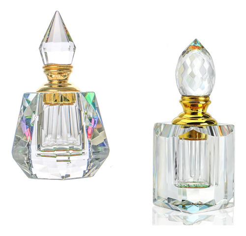 Yu Feng 2 Botellas De Perfume De Cristal Vintage Art Deco Va