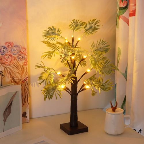 Luces Led De Árbol W Night Light Con Forma De Hoja De Palmer