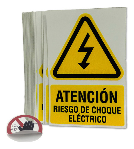 Calco Autoadhesivo Riesgo Eléctrico - 8cm X 12cm - 100 Uni
