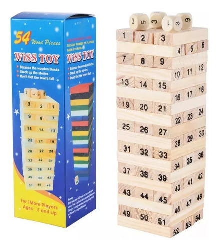 Jenga De Madera Juego Jenga 54 Piezas Mediano Torre Bloques