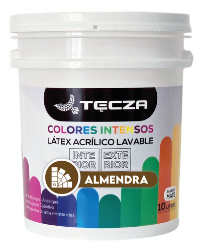 Pintura Látex Tecza 10l Colores Intensos Interior Y Exterior Almendra Mate