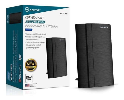 Antena Amplificada En Interiores, Panel Curvo Antop At-212fm
