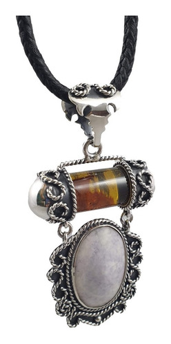 Dije De Jade Natural Y Piedra De Chiapas Montado En Plata