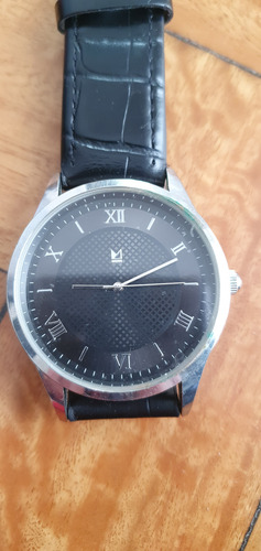 Reloj De Hombre Primark - Números Romanos Y Malla De Cuero Negro Plateado Negro