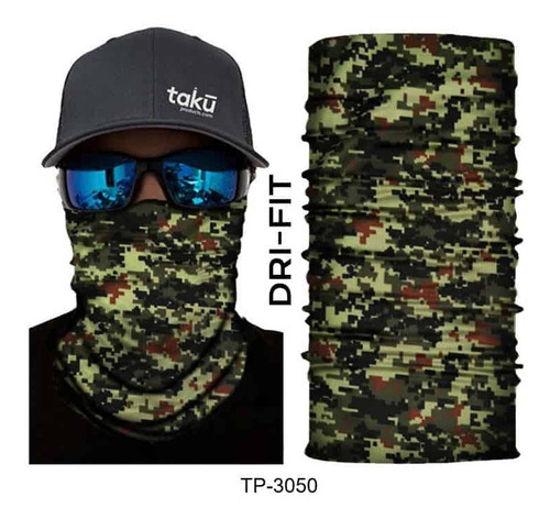 Bandana Taku Militar Pixeleado Verde Cubre Polvo Buff