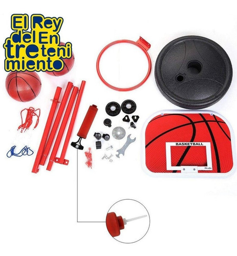 Imagen 5 de 7 de Tablero Aro Basketball + Base + Red+ Pelota +inflador El Rey