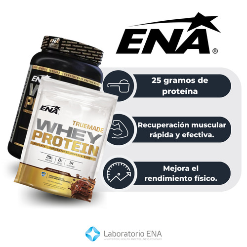 Imagen 3 de 3 de Suplemento en polvo ENA Sport True Made proteínas sabor double rich chocolate en pote de 930g