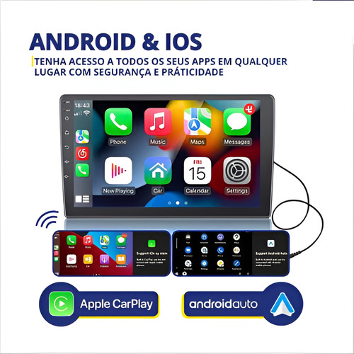 Multimidia10''2din 2ram+32g Qled Carplay Android Auto+camera
