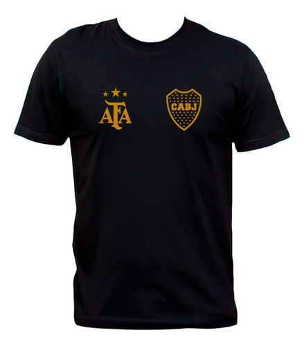 Remera Negra Boca Juniors Simil Camiseta 2023 100% Algodón