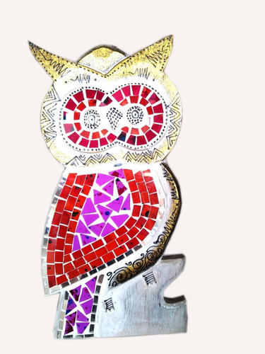 Imagen 1 de 5 de Cuadro Búho Mosaiquismo Pared 30x14cm