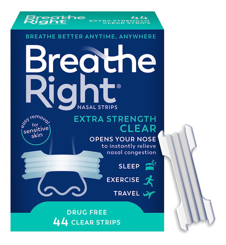 Breathe Right Bandas Nasales Extra Claro Para Piel Sensible,