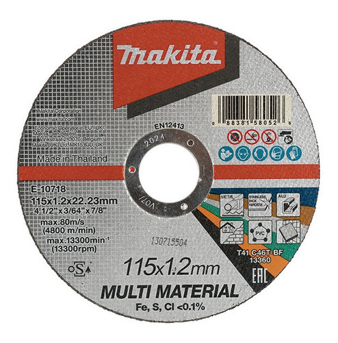 Disco de corte multimaterial Makita E-10718 115x1,2x22,23 mm