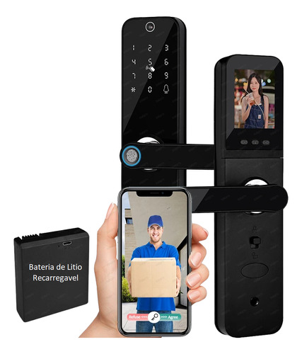 Fechadura Digital Inteligente Câmera Biometria Senha Wifi