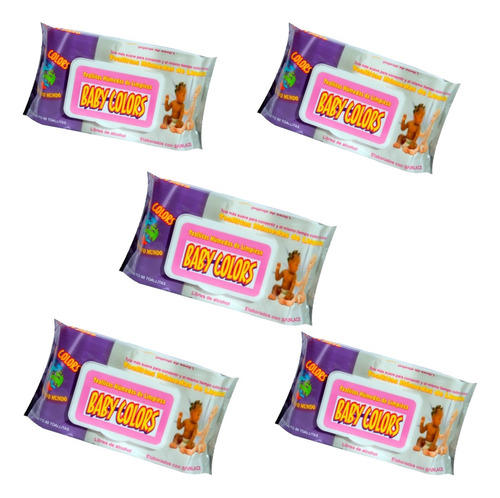 Pack De 5 Sachets Toallita Húmeda Babycolors (400  Un)