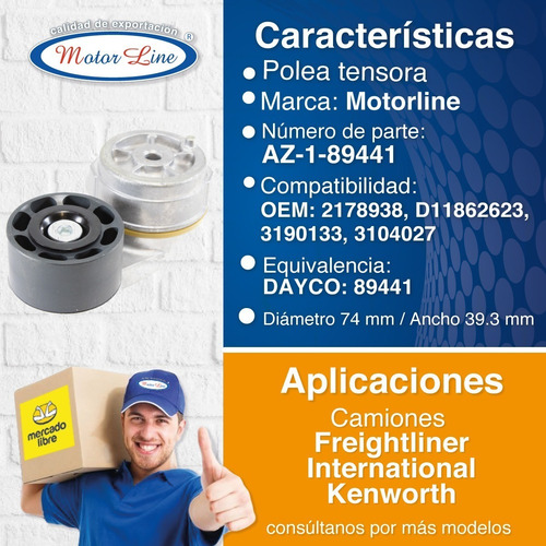 Imagen 2 de 9 de Polea 89441 / Diámetro 74mm Ancho 39.3mm / Freightliner