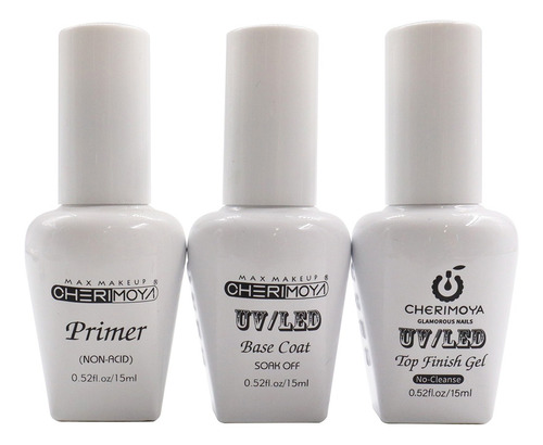 Kit Base Coat + Top Coat + Primer Esmalte Permanente