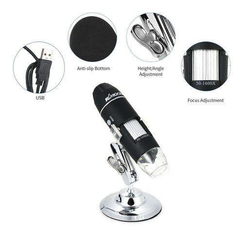 Microscopio Digital Kkmoon Con Aumento De 1600x Y Cable Usb