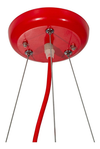 Lámpara Colgante Decorativa Roja Blanco E27 3 Luces Color Rojo
