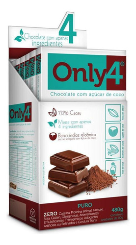 Chocolate 70% Cacau Vegano Only4 Puro Sem Lactose