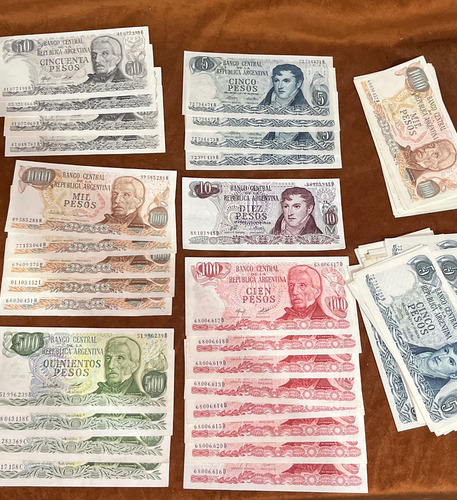 Billete Argentina 73 Billetes Mayoría Correlativos 6 Valores