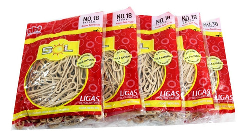 Ligas De Hule Color Natural #18 , 5 Bolsas  De 80g C/u