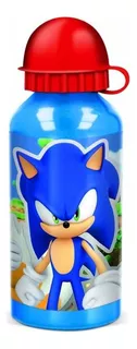 Botella Aluminio Infantil 400ml Sonic Con Tapón Para Viaje Color Azul
