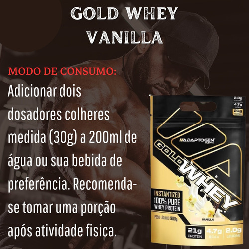 100% Gold Whey Refil Concentrado 900g - Adaptogen Science Sa