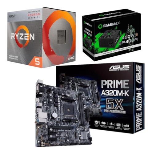 Kit Amd Ryzen 3 3200g +  Asrock A320m Hd + Fonte Gp400