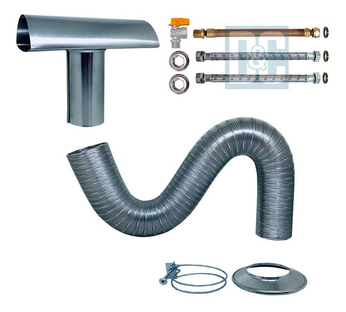 Kit Instalação Aquecedor Gás 40cm + Duto E Chaminé 90mm 3m