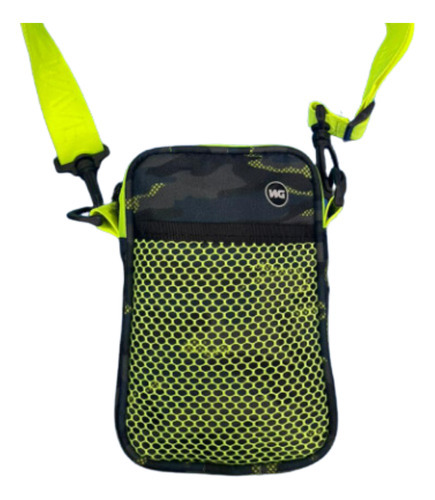 Mini Shoulder Bag Assinatura Neon Bolsa Masculina Pochete Wg Acambamento dos ferragens Níquel Cor Verde Neon Cor da correia de ombro Verde-limão Desenho do tecido Liso