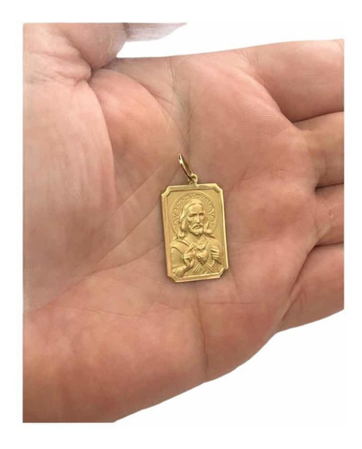 Pingente Medalha Coração De Jesus Ouro 18k  4,1gr - 2,5 Cm