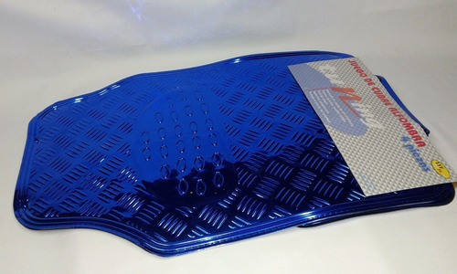Imagen 1 de 7 de Alfombras Goma Auto Color Cromo Cromado Azul 4 Pzs T220