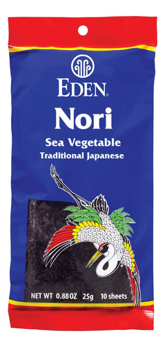 Eden Nori - Vegetal Tradicional Japones, 10 Hojas Sin Tostar
