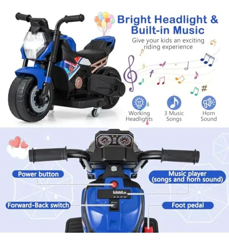 Motocicleta De 3 Ruedas Para Niños Pequeños Con Luz Led