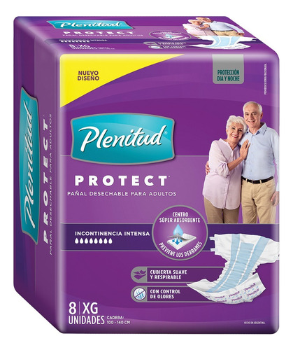 Pañales para adultos descartables Plenitud Pañal Protect XG x 8 u